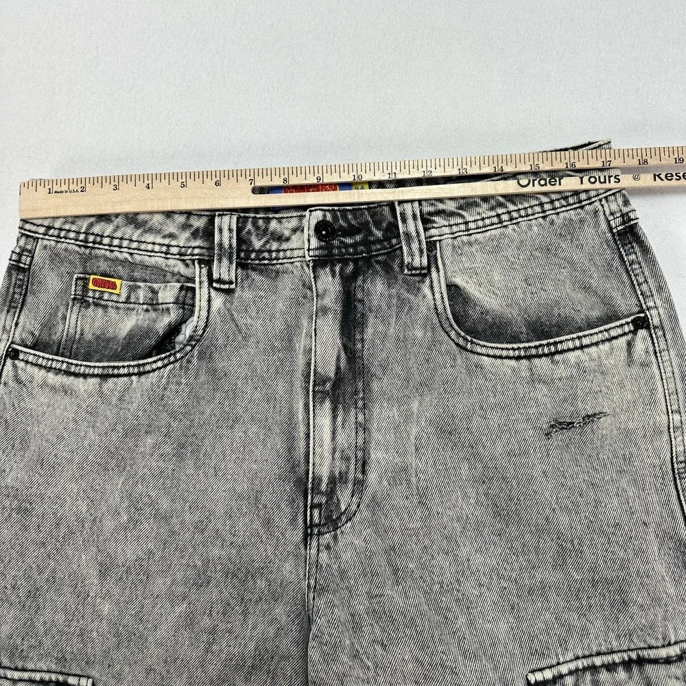 Empyre Jeans Mens 34x30 Gray Relaxed Wide Leg Cargo Acid Wash Denim Streetwear